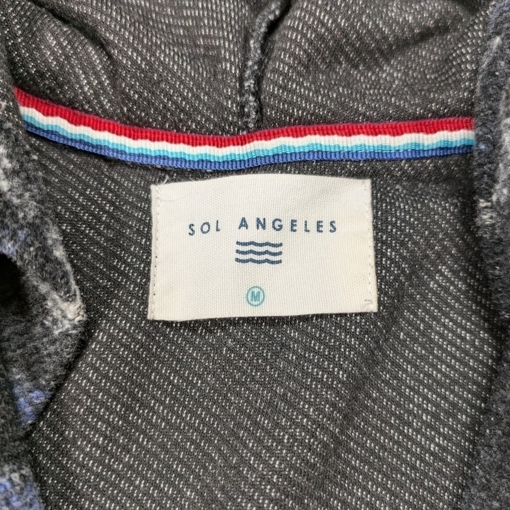 Sol Angeles Hoodie Women's M Gray Blue Aztec Baja Pullover Sweater V-Neck - Picture 4 of 9